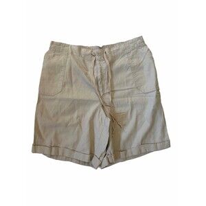 Just My Size Tan Linen-Blend Drawstring Shorts, Plus Size 1X (16W)
